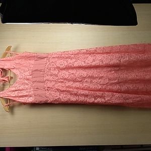 Manhattan Blues women's dress in size Medium in a peachy pink with lace over it